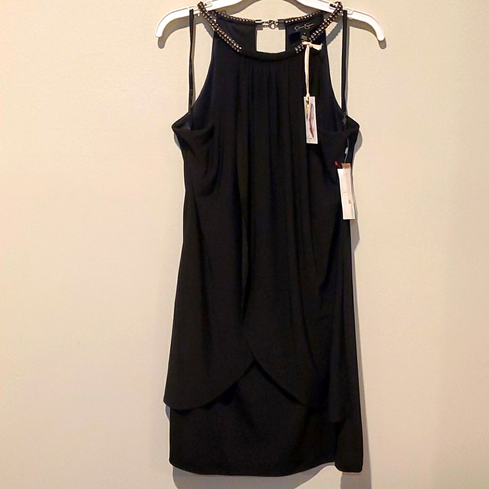2x$30- Jessica Simpson Black Beaded Neckline Sleeveless Dress